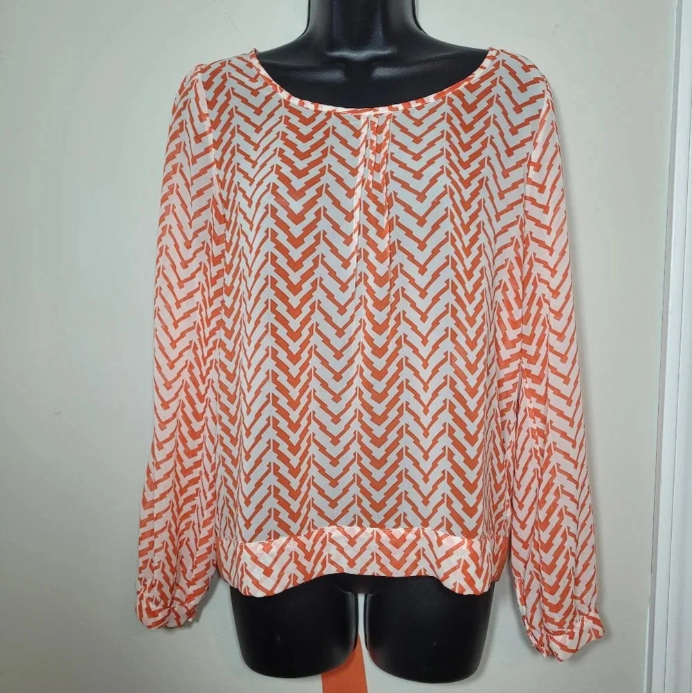 Umgee Lightweight Chevron Orange and White Top Ribbon Tie sz S